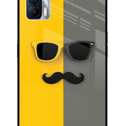 Sunglasses with Mustache Realme X7 Glass Case Back Cover by Casekaro