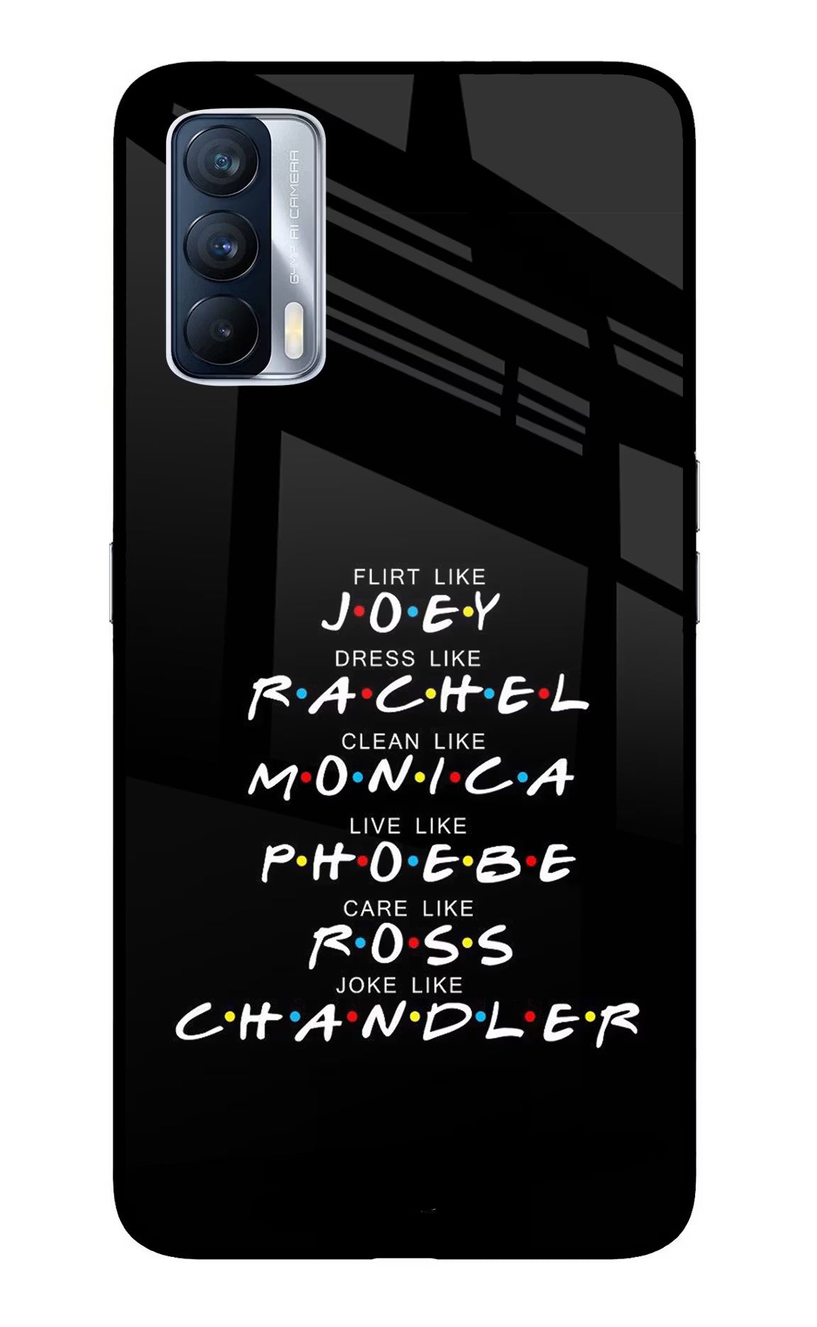 FRIENDS Character Realme X7 Glass Case Back Cover by Casekaro