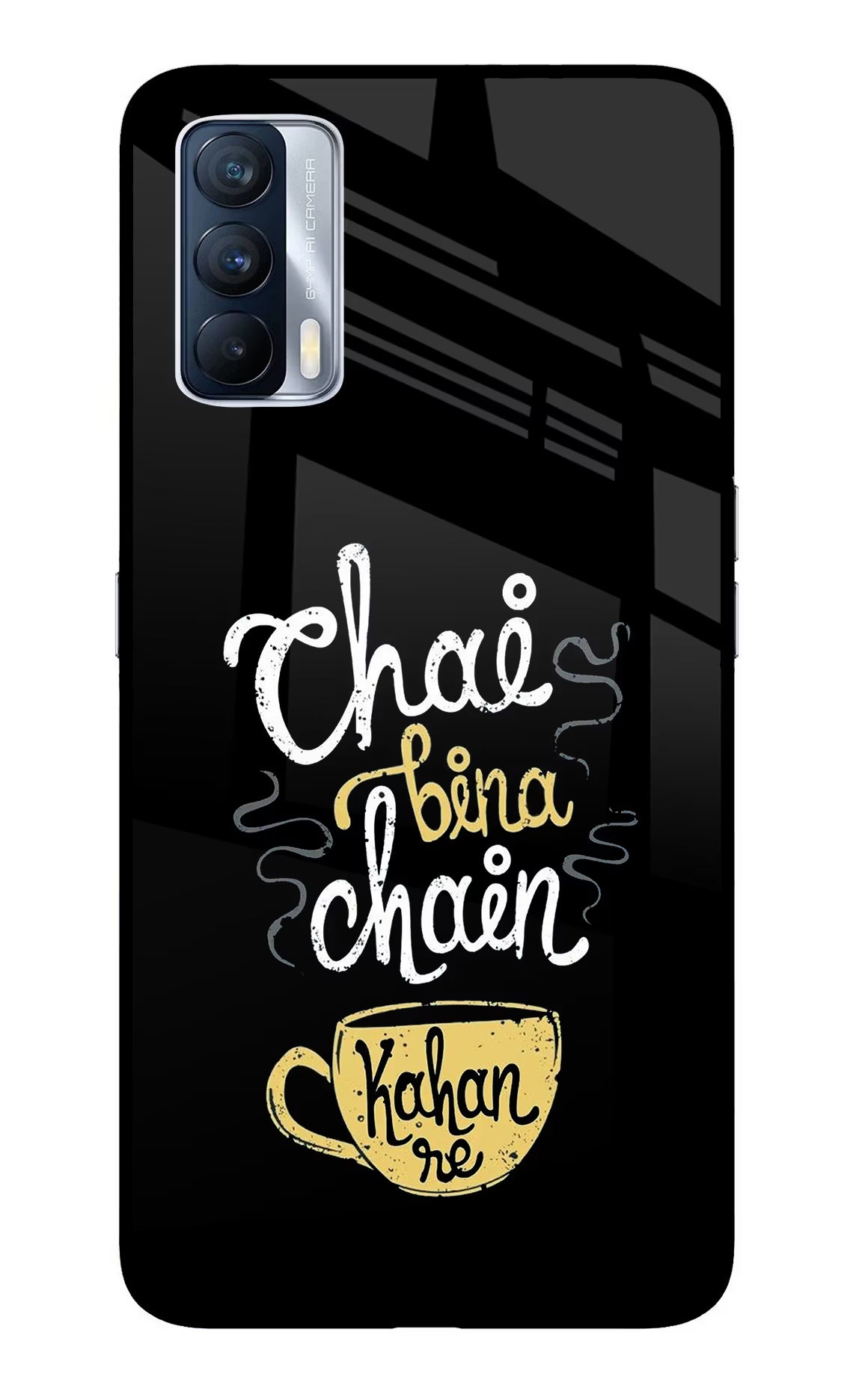 Chai Bina Chain Kaha Re Realme X7 Glass Case Back Cover by Casekaro