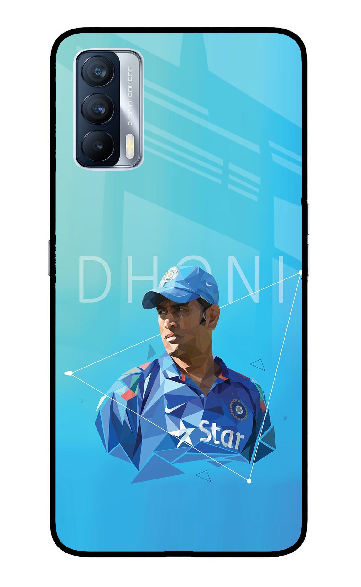 Dhoni Artwork Realme X7 Glass Case