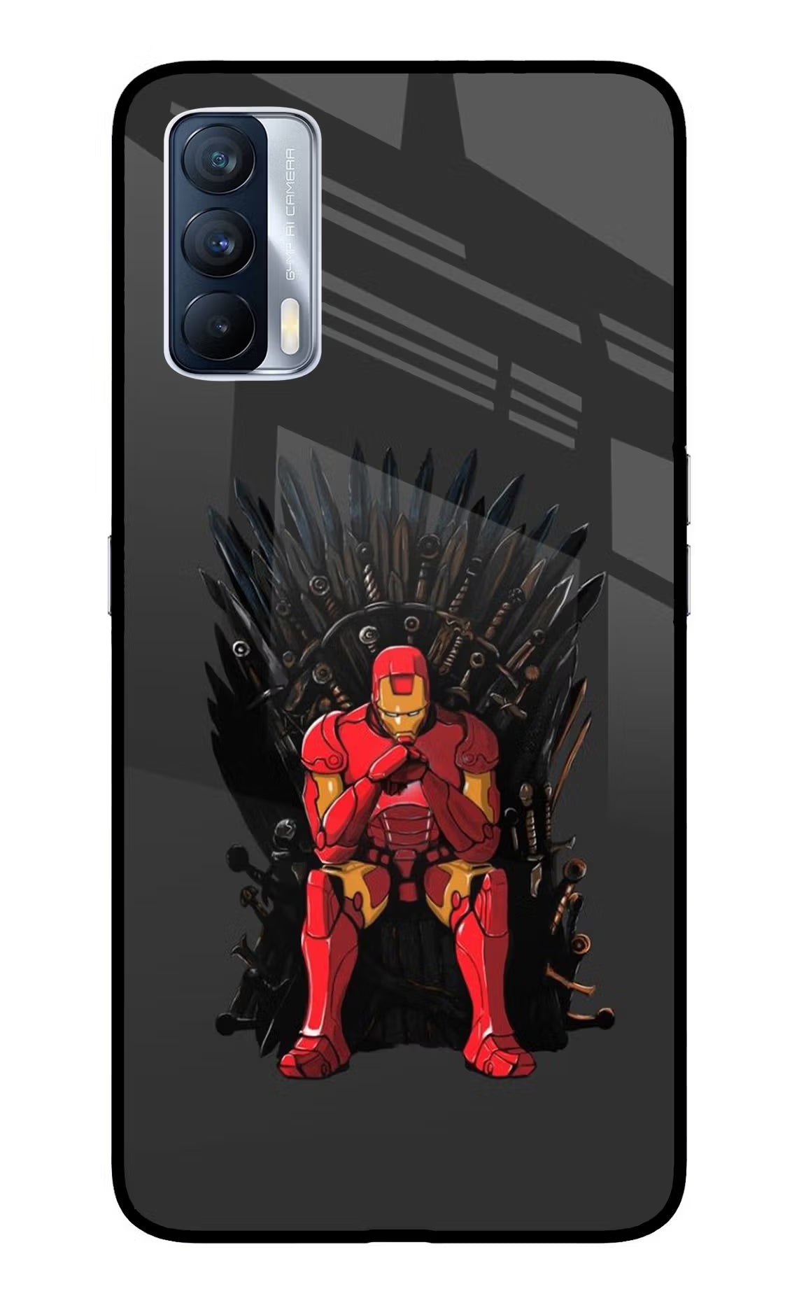 Ironman Throne Realme X7 Glass Case Back Cover by Casekaro