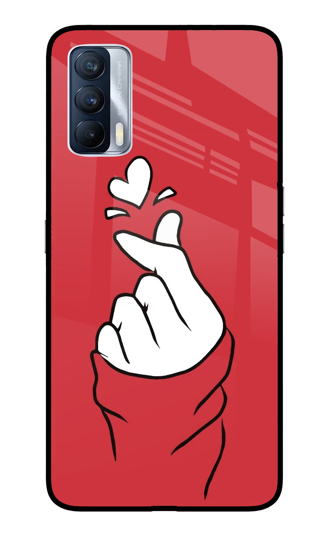 Korean Love Sign Realme X7 Glass Case Back Cover by Casekaro