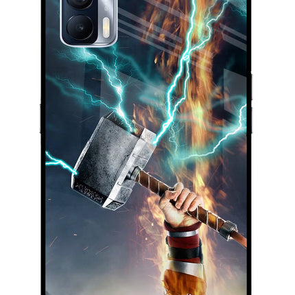 Thor Hammer Mjolnir Realme X7 Glass Case Back Cover by Casekaro