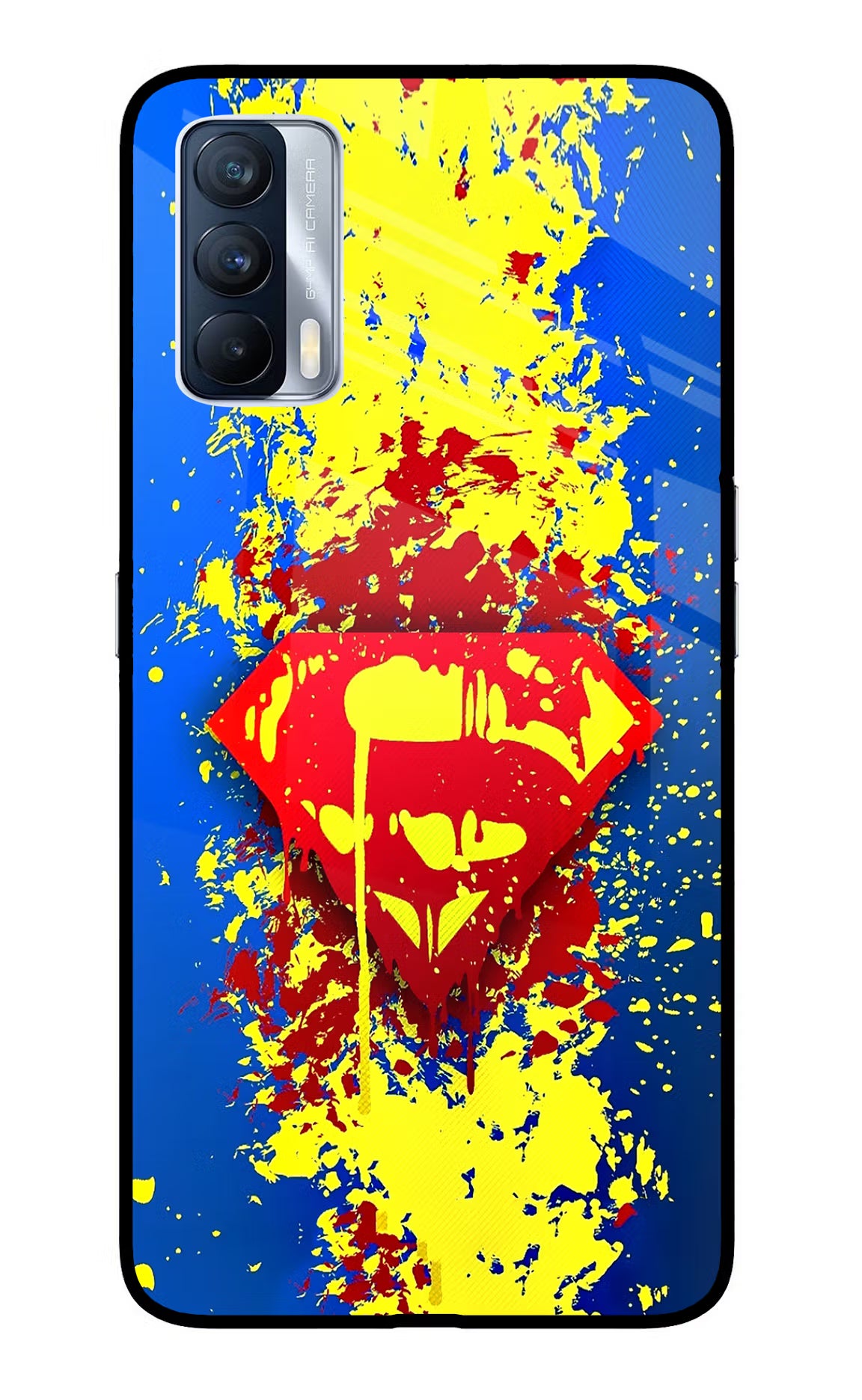 Superman logo Realme X7 Glass Case Back Cover by Casekaro