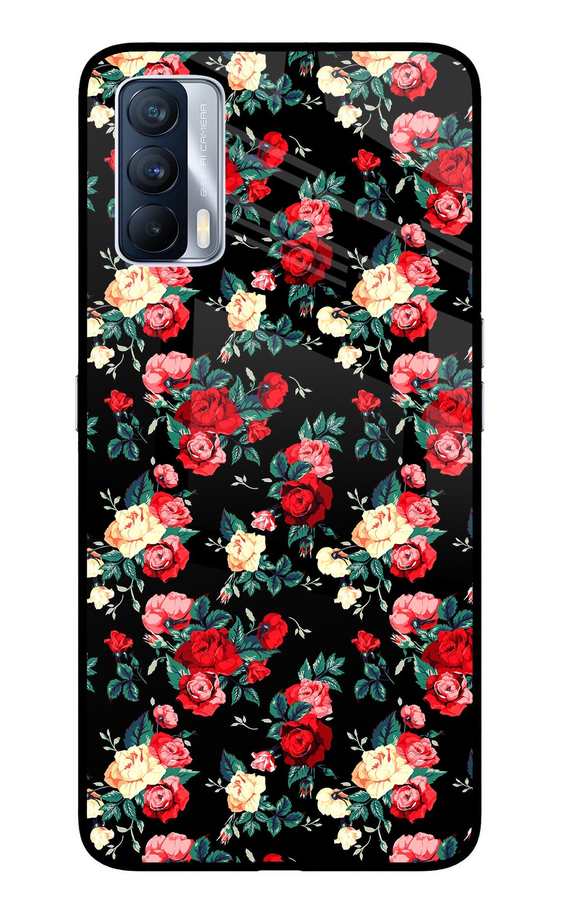 Rose Pattern Realme X7 Glass Case