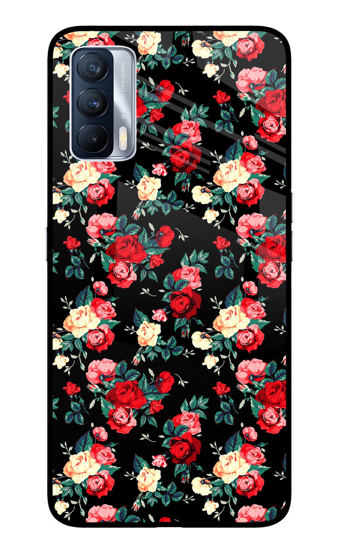 Rose Pattern Realme X7 Glass Case Back Cover by Casekaro