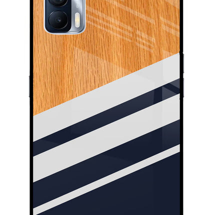 Blue and white wooden Realme X7 Glass Case Back Cover by Casekaro