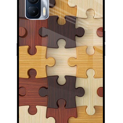 Wooden Puzzle Realme X7 Glass Case Back Cover by Casekaro