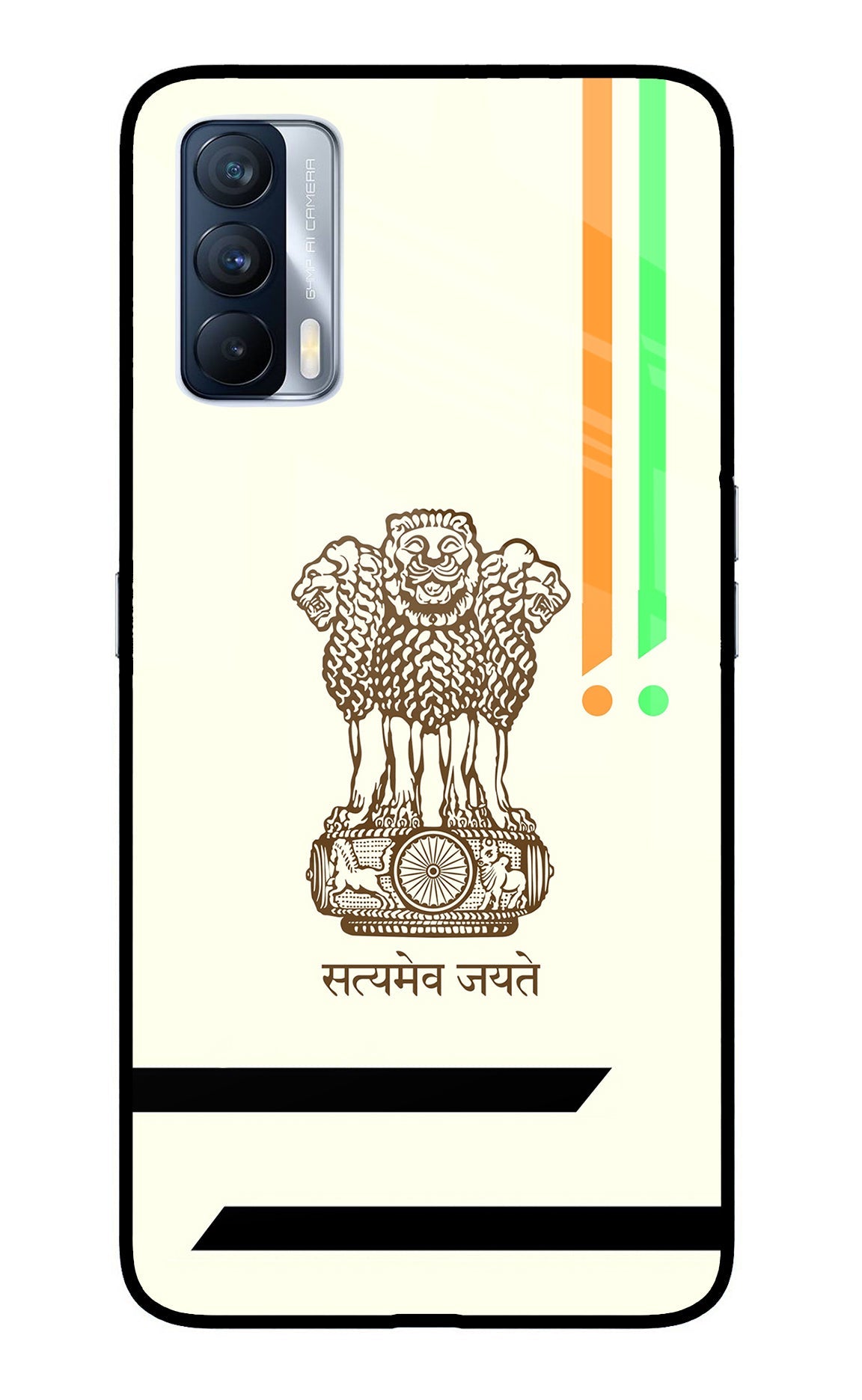 Satyamev Jayate Brown Logo Realme X7 Glass Case