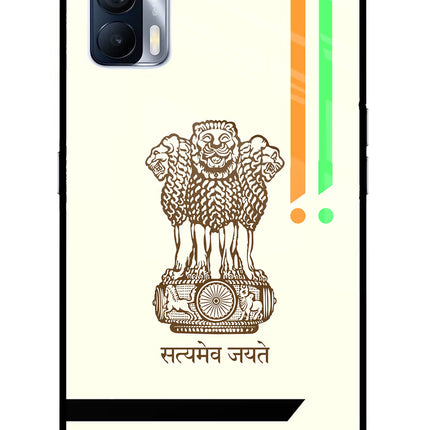 Satyamev Jayate Brown Logo Realme X7 Glass Case Back Cover by Casekaro