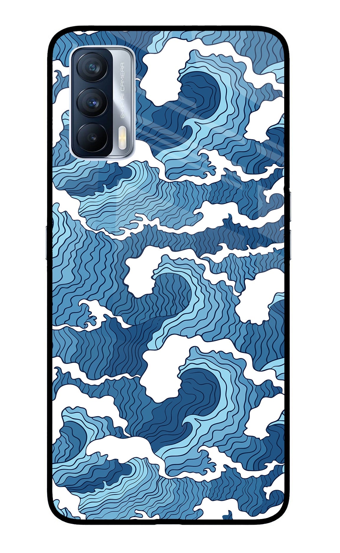 Blue Waves Realme X7 Glass Case