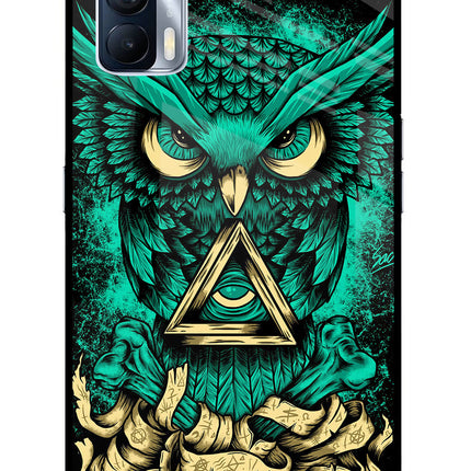 Green Owl Realme X7 Glass Case Back Cover by Casekaro