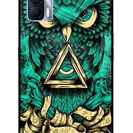 Green Owl Realme X7 Glass Case Back Cover by Casekaro
