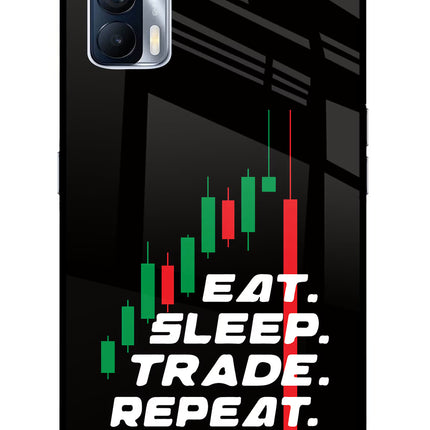Eat Sleep Trade Repeat Realme X7 Glass Case Back Cover by Casekaro
