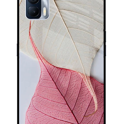 White Pink Leaf Realme X7 Glass Case Back Cover by Casekaro