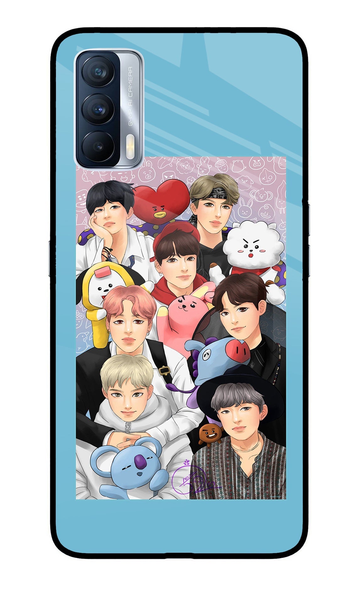 BTS with animals Realme X7 Glass Case