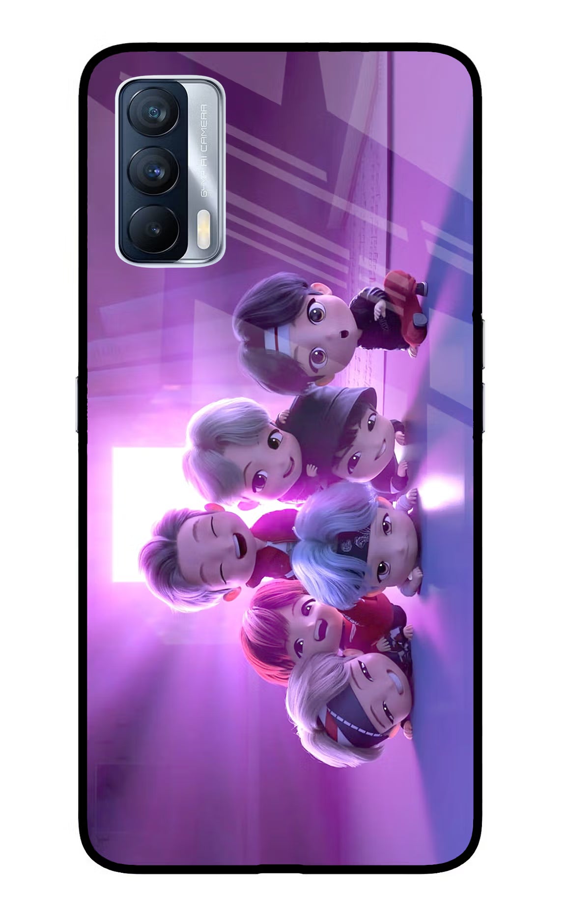 BTS Chibi Realme X7 Glass Case Back Cover by Casekaro
