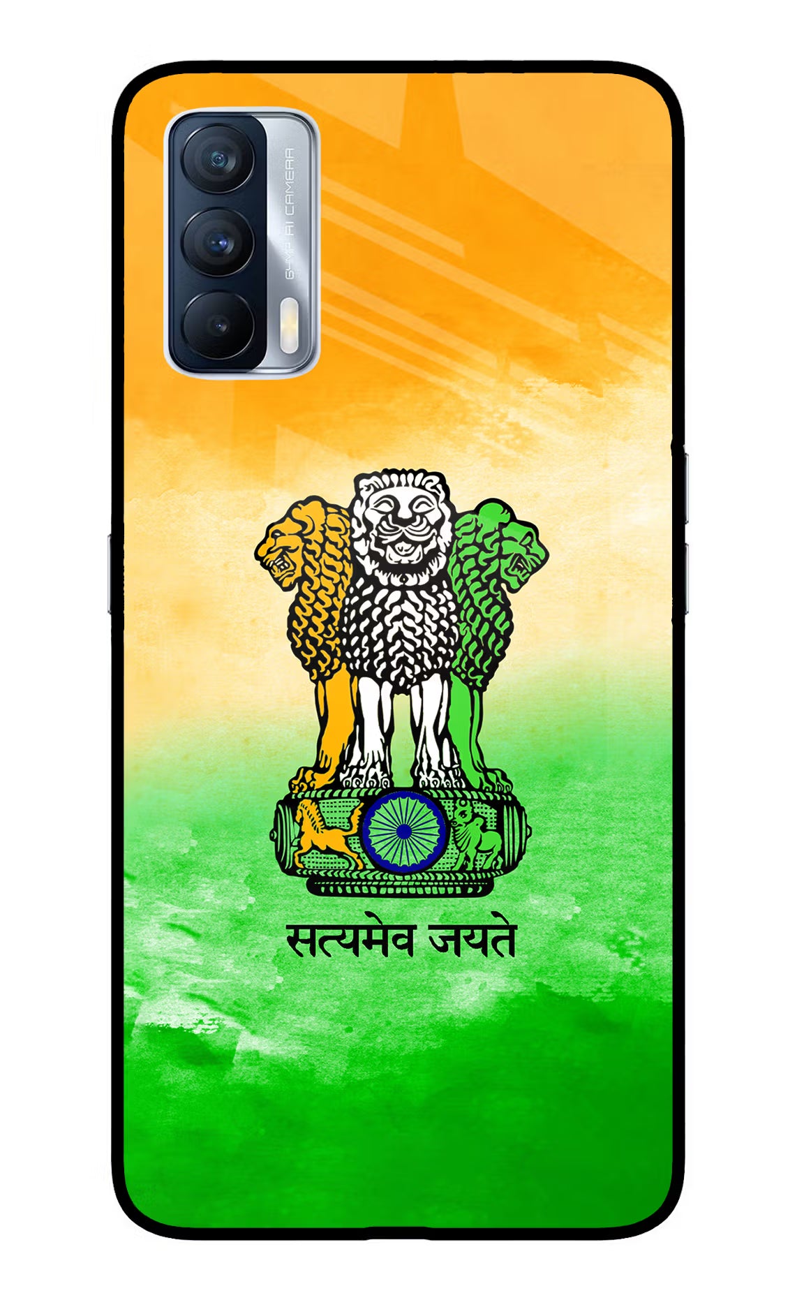 Satyamev Jayate Flag Realme X7 Glass Case Back Cover by Casekaro