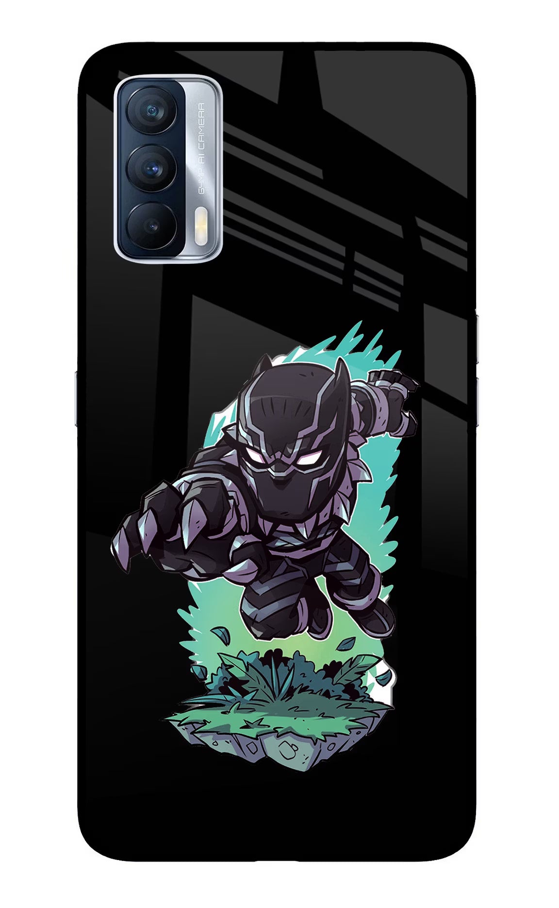 Black Panther Realme X7 Glass Case Back Cover by Casekaro