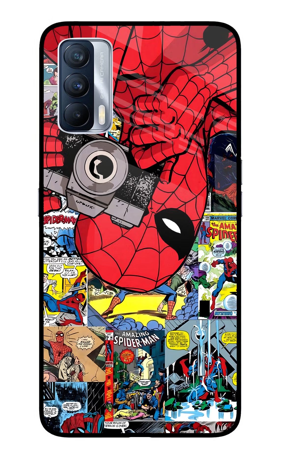 Spider Man Realme X7 Glass Case Back Cover by Casekaro