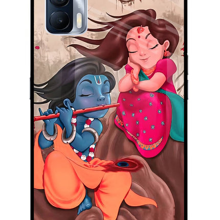 Radhe Krishna Realme X7 Glass Case Back Cover by Casekaro