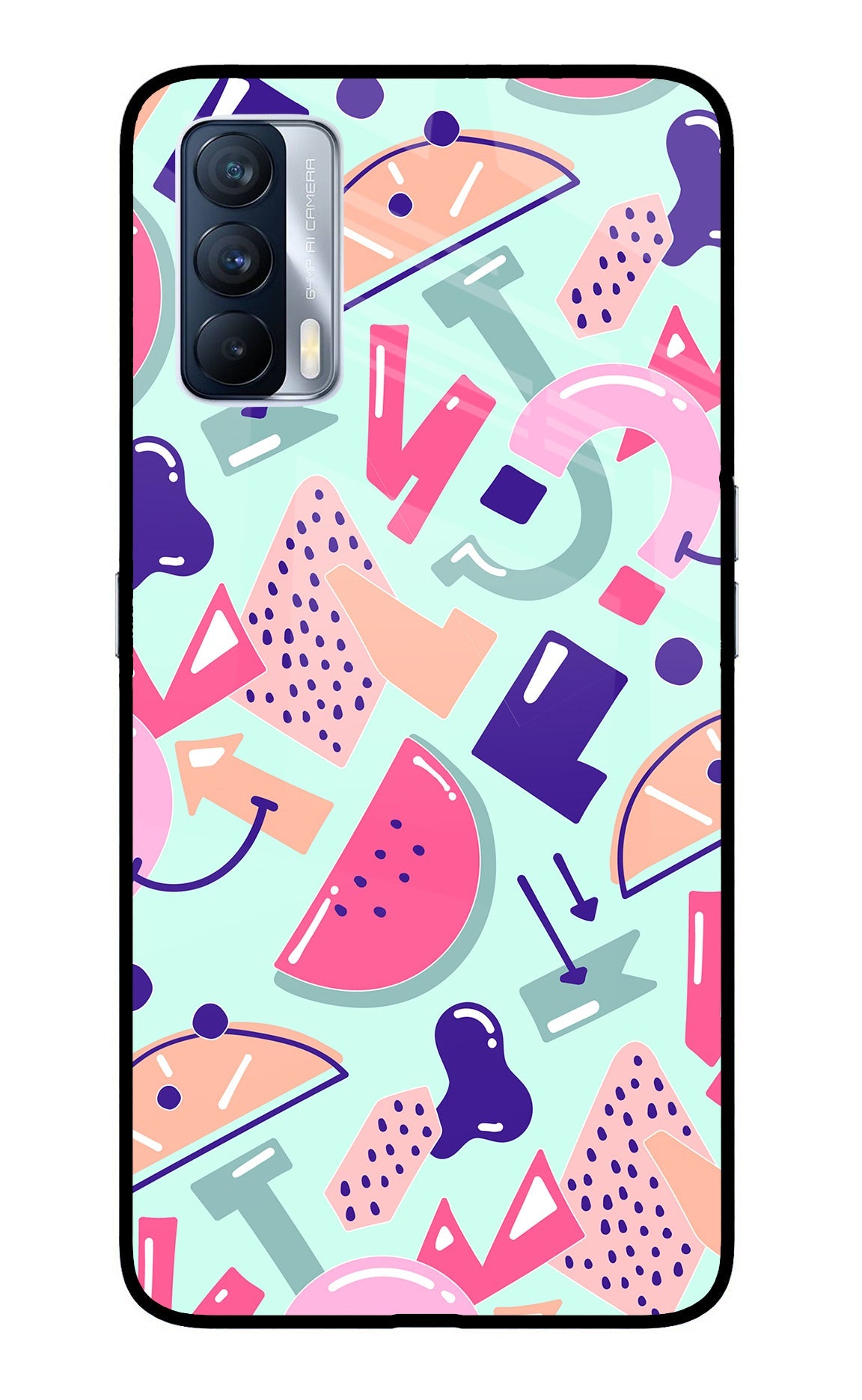 Doodle Pattern Realme X7 Glass Case