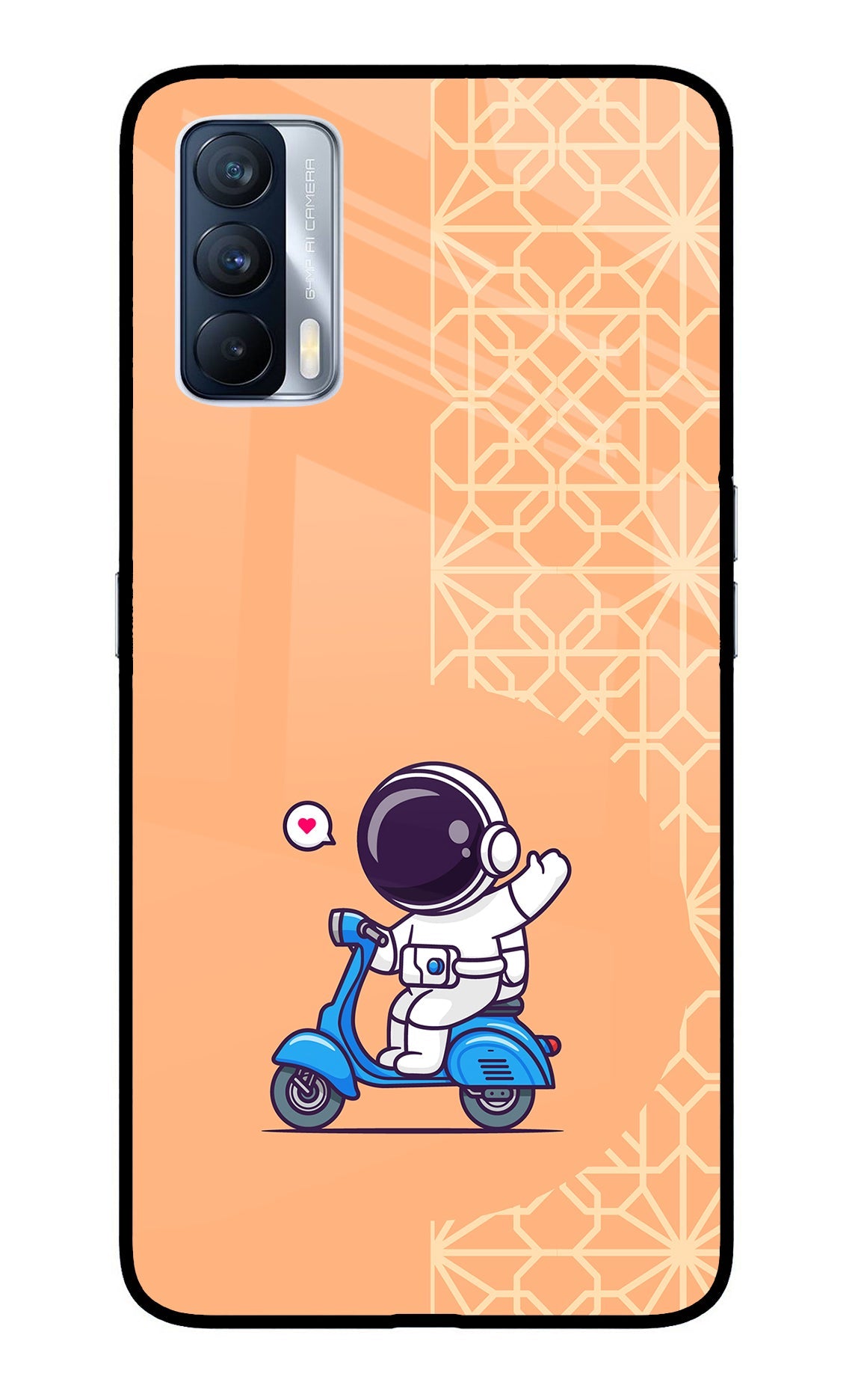 Cute Astronaut Riding Realme X7 Glass Case