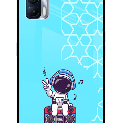 Cute Astronaut Chilling Realme X7 Glass Case Back Cover by Casekaro