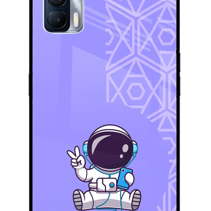 Cute Astronaut Chilling Realme X7 Glass Case Back Cover by Casekaro