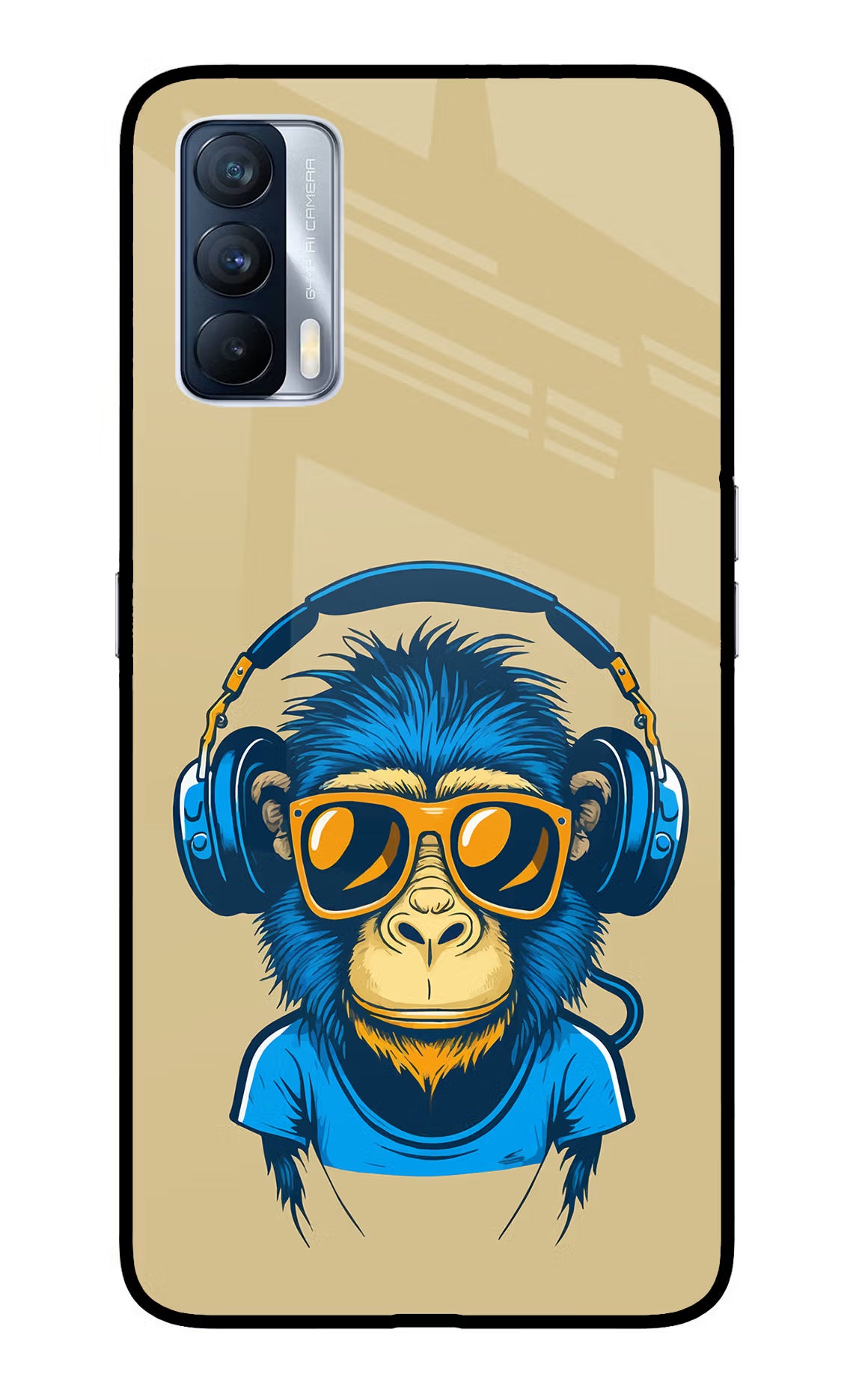 Monkey Headphone Realme X7 Glass Case Back Cover by Casekaro