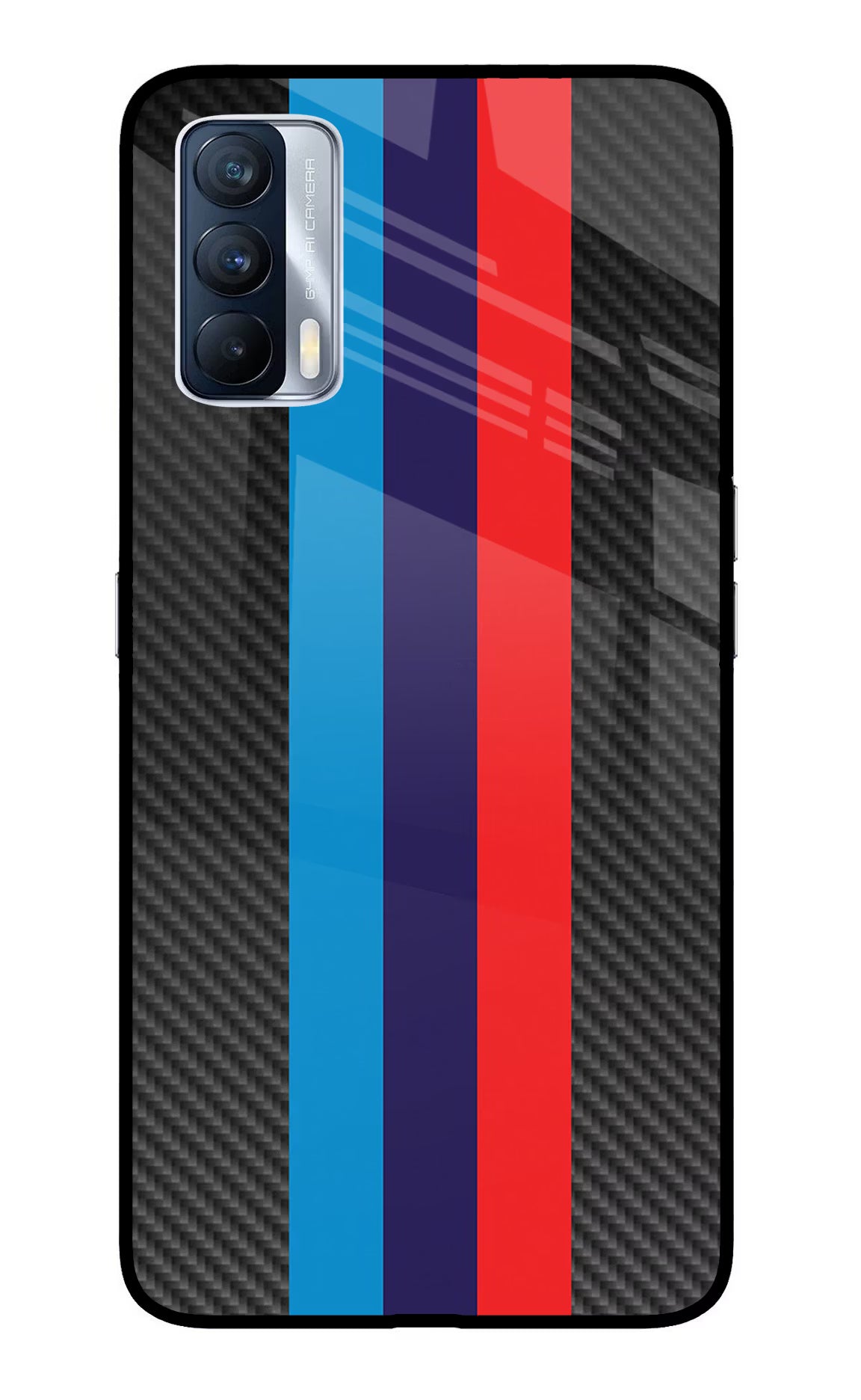 BMW Stripes Pattern Realme X7 Glass Case Back Cover by Casekaro