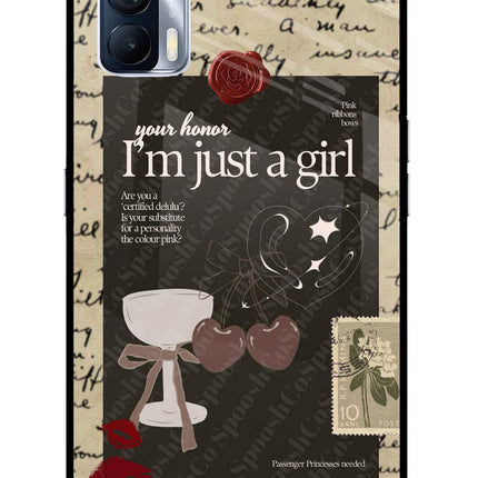 I am just a girl Realme X7 Glass Case