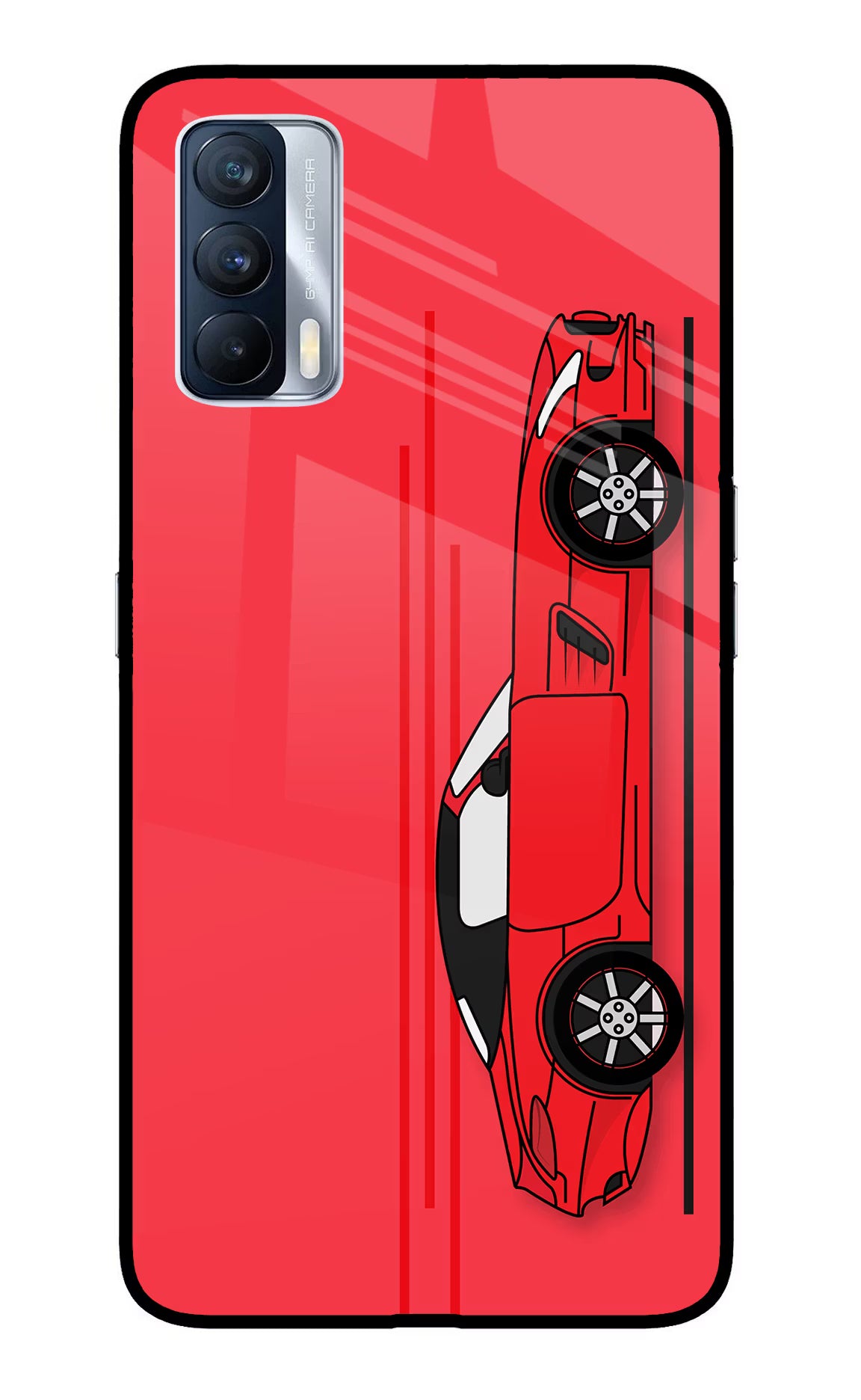 Red Velocity Realme X7 Glass Case Back Cover by Casekaro