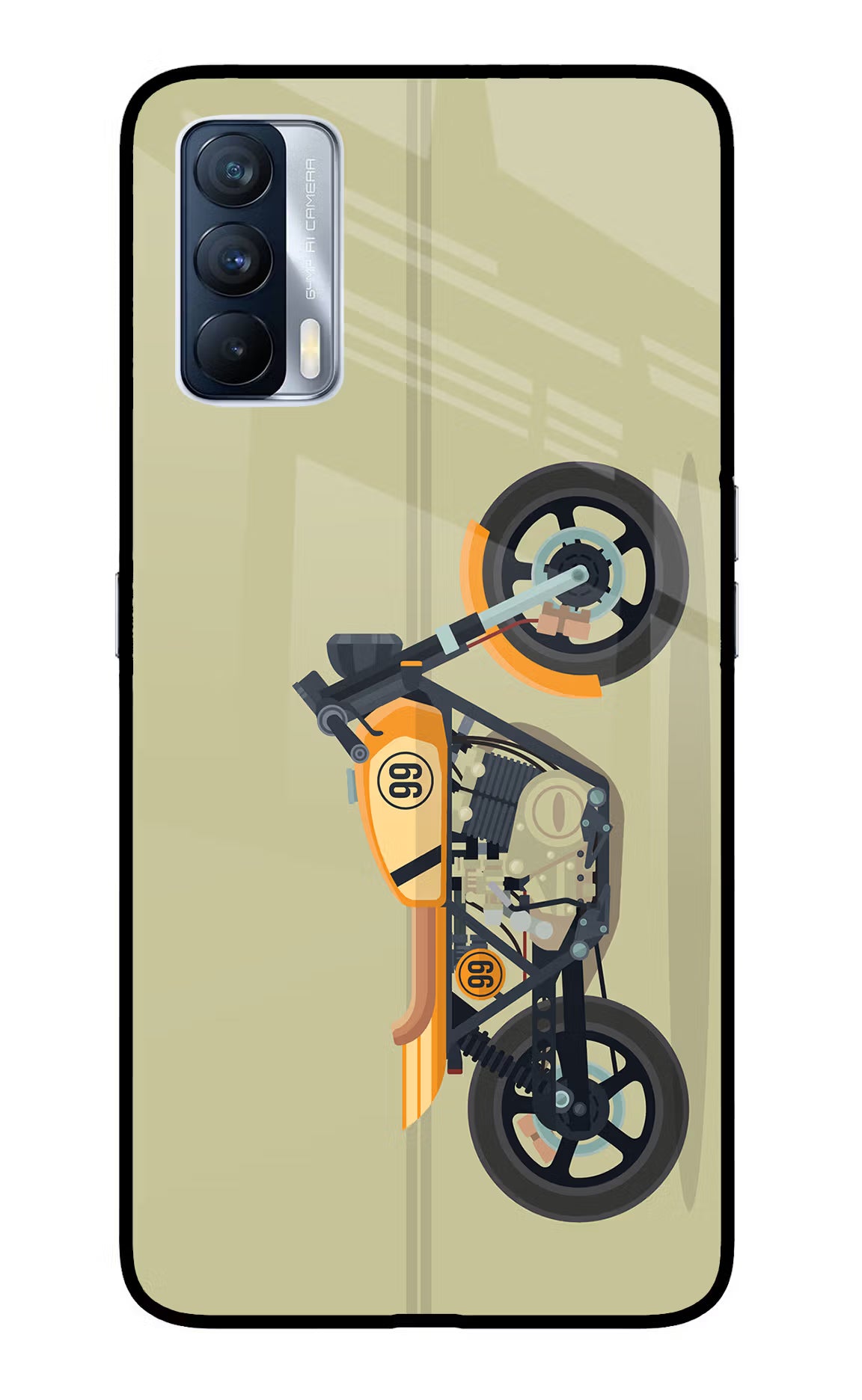 Vertical Speedster Realme X7 Glass Case Back Cover by Casekaro