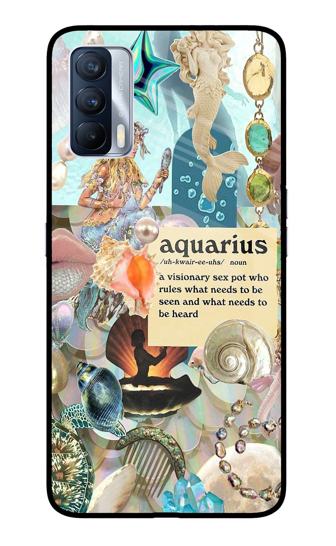 Aquarius Zodiac Realme X7 Glass Case Back Cover by Casekaro