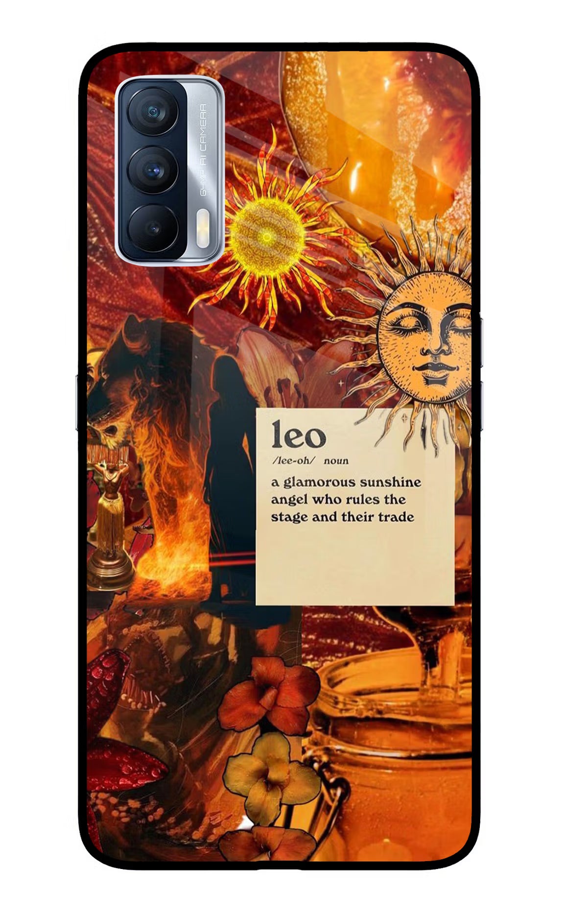 Leo Zodiac Realme X7 Glass Case Back Cover by Casekaro