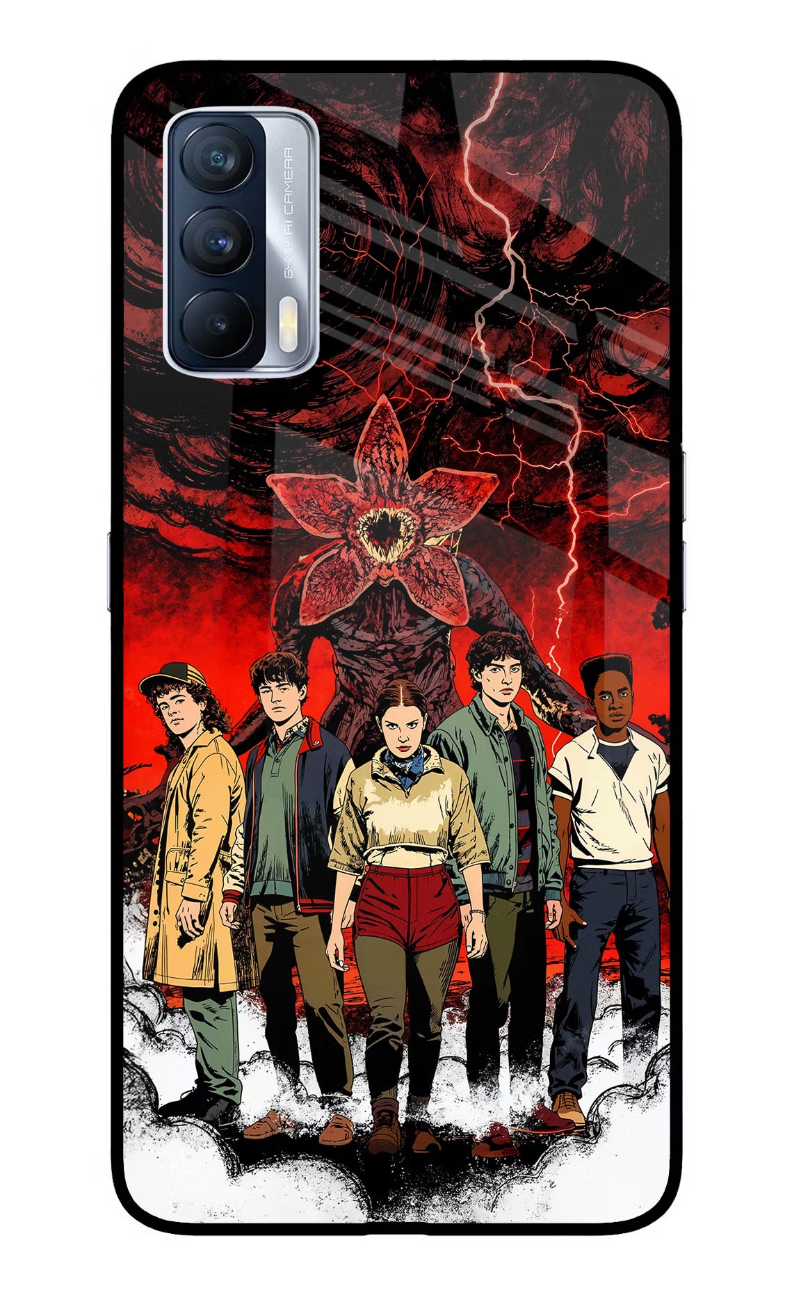 Ordinary Things Characters Realme X7 Glass Case Back Cover by Casekaro