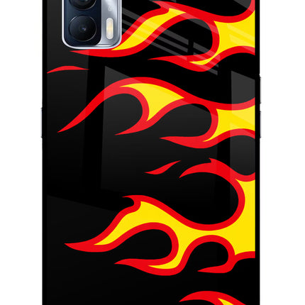 Side Sweep Flames Realme X7 Glass Case Back Cover by Casekaro