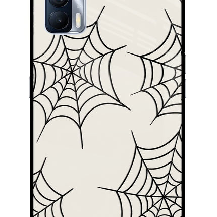 Spider Web Realme X7 Glass Case Back Cover by Casekaro