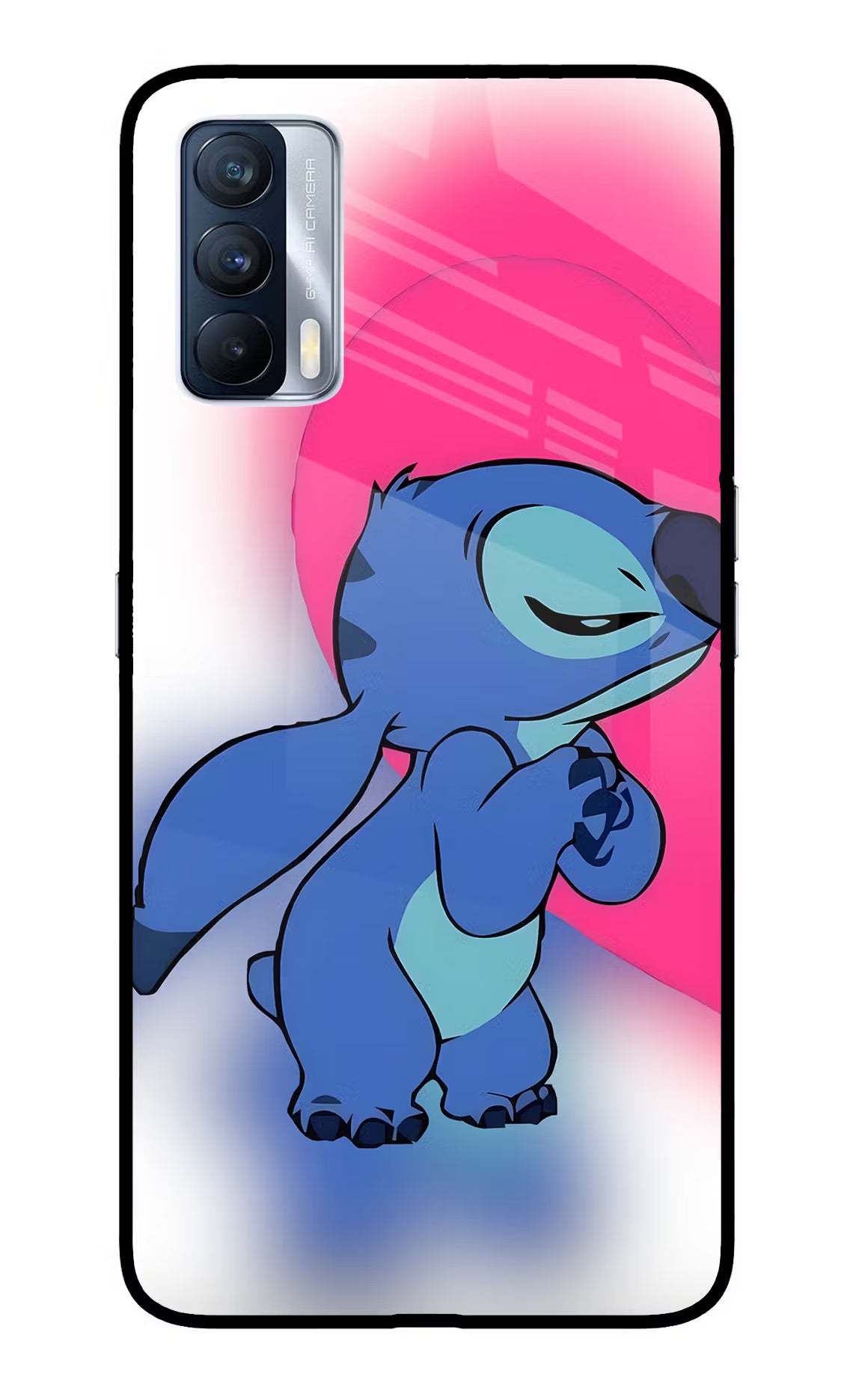 Stitch Hug Realme X7 Glass Case
