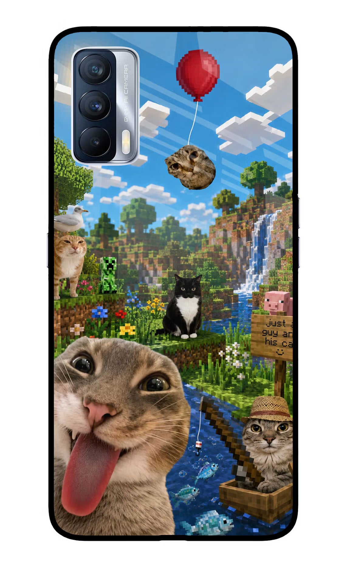 Minecraft Cat Chaos Realme X7 Glass Case