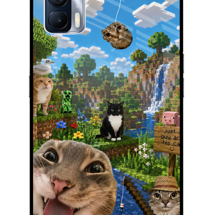 Minecraft Cat Chaos Realme X7 Glass Case Back Cover by Casekaro