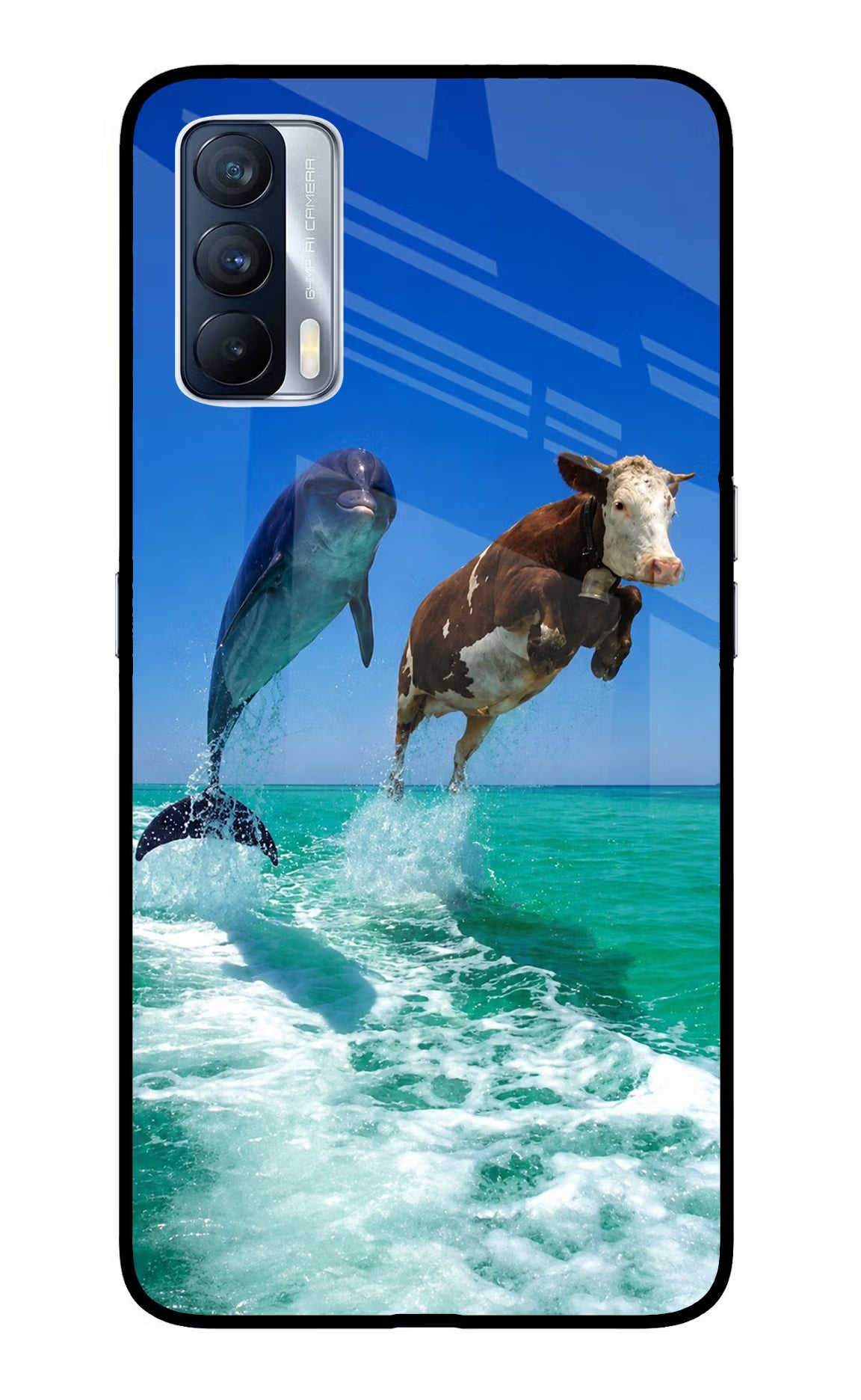 Dolphin vs Cow Realme X7 Glass Case