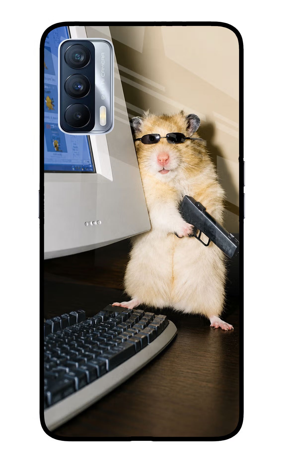 Hacker Hamster Realme X7 Glass Case