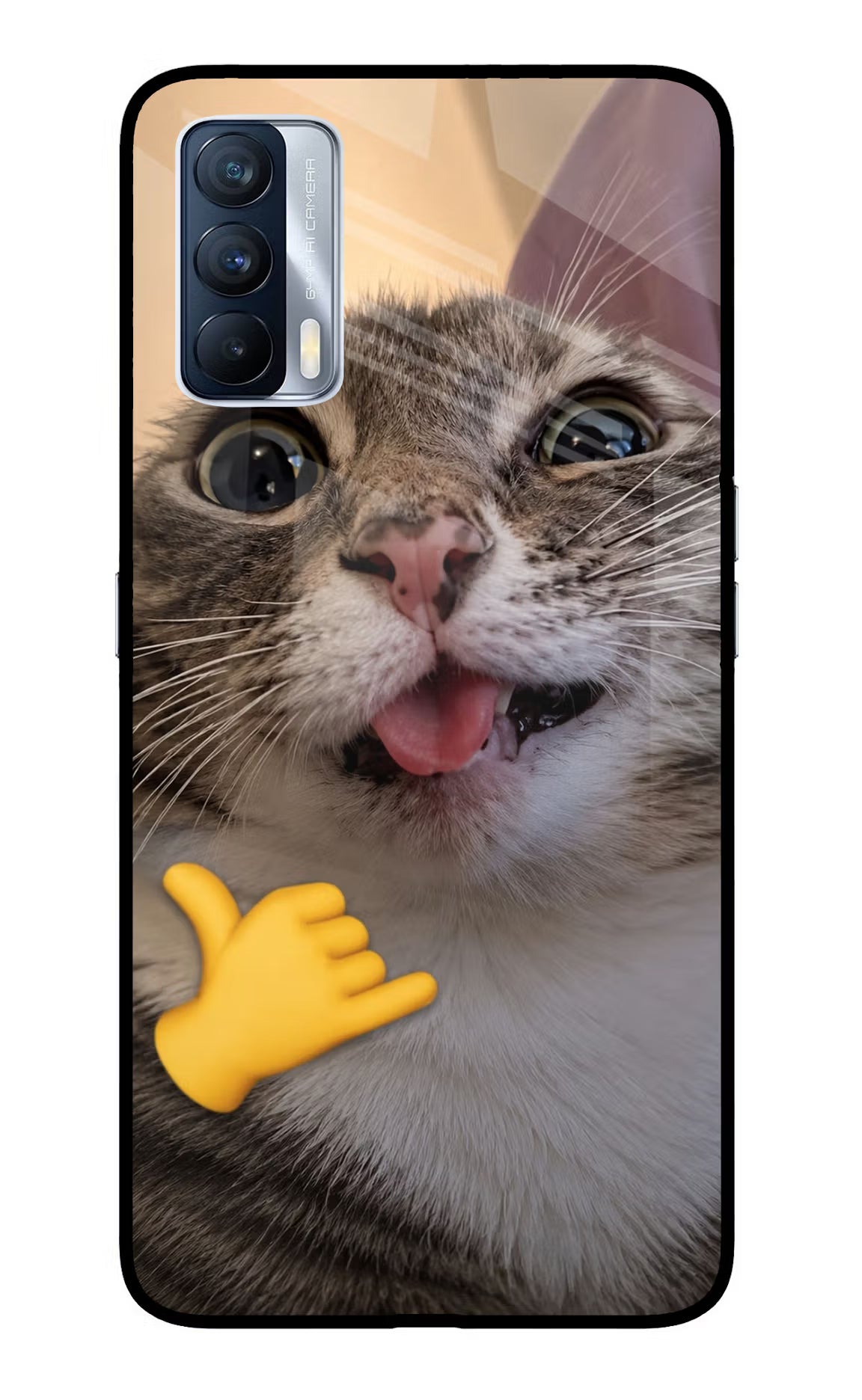 Silly Cat Call Realme X7 Glass Case