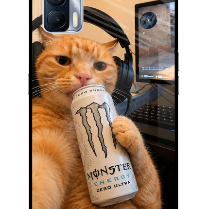 Gamer Cat Energy Realme X7 Glass Case Back Cover by Casekaro