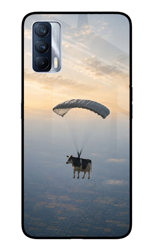Skydiving Cow Realme X7 Glass Case