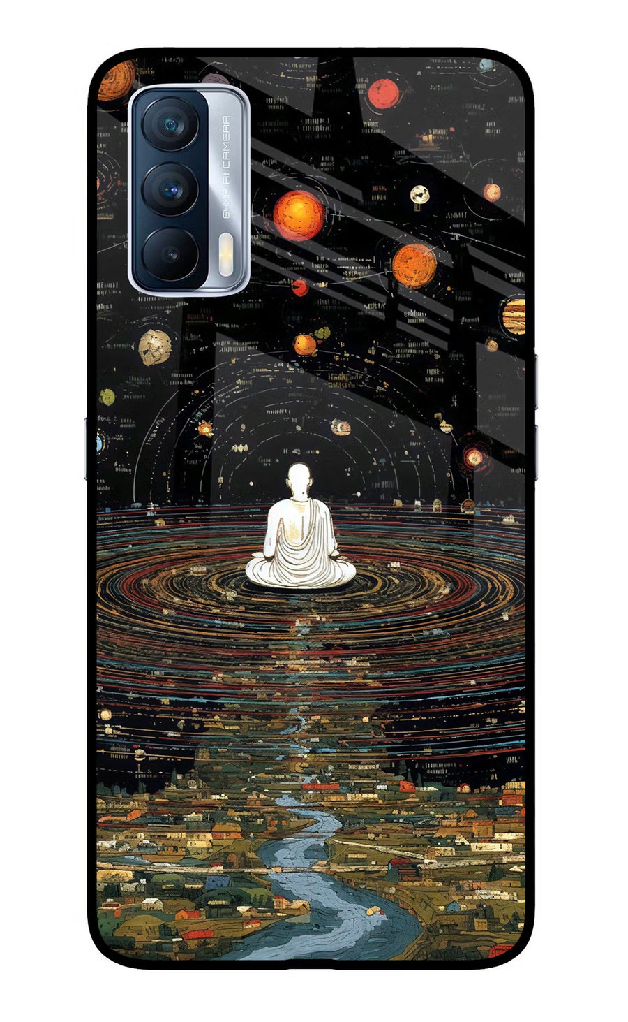 Space Monk Realme X7 Back Cover, Glass case