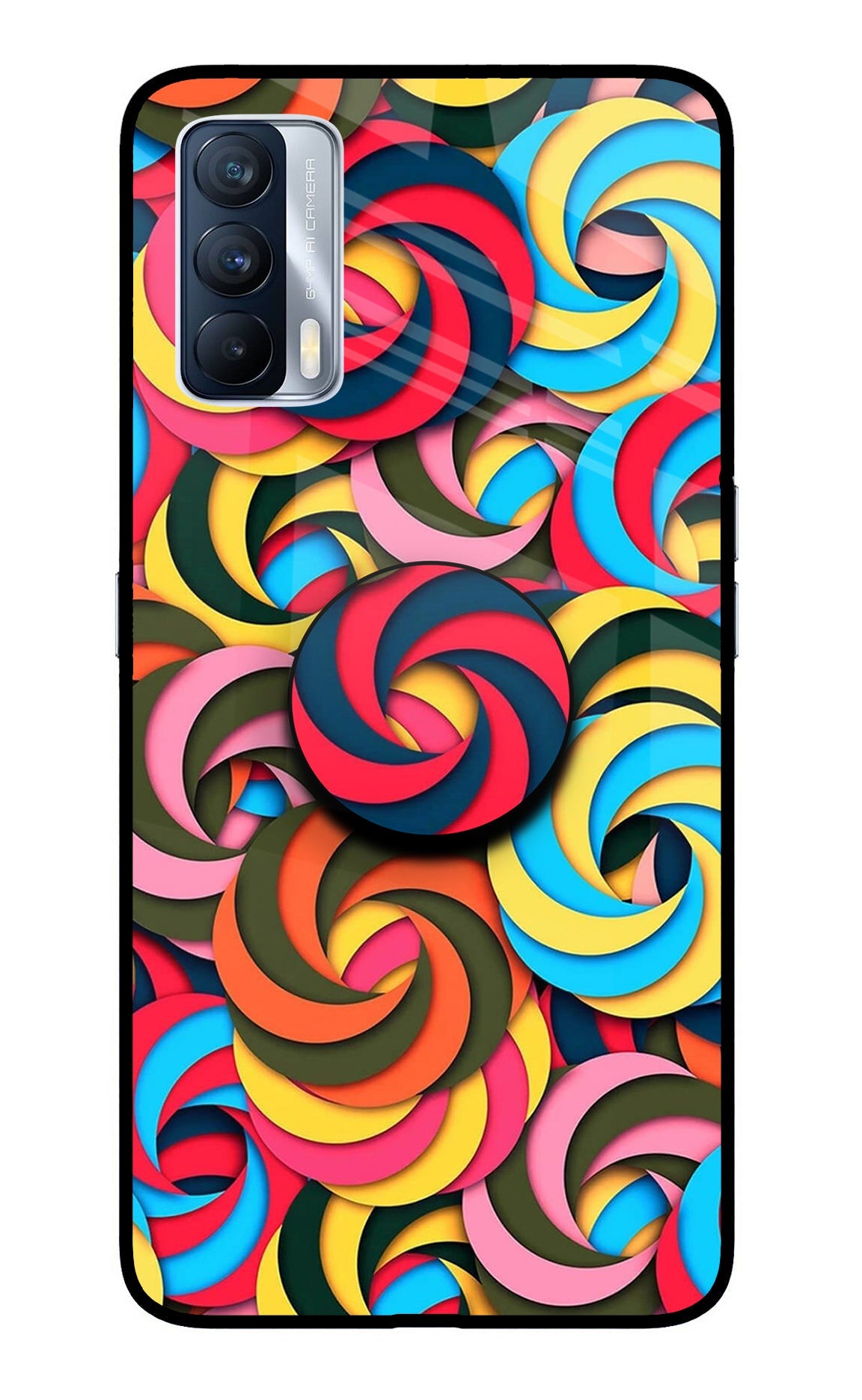 Spiral Pattern Realme X7 Glass Case