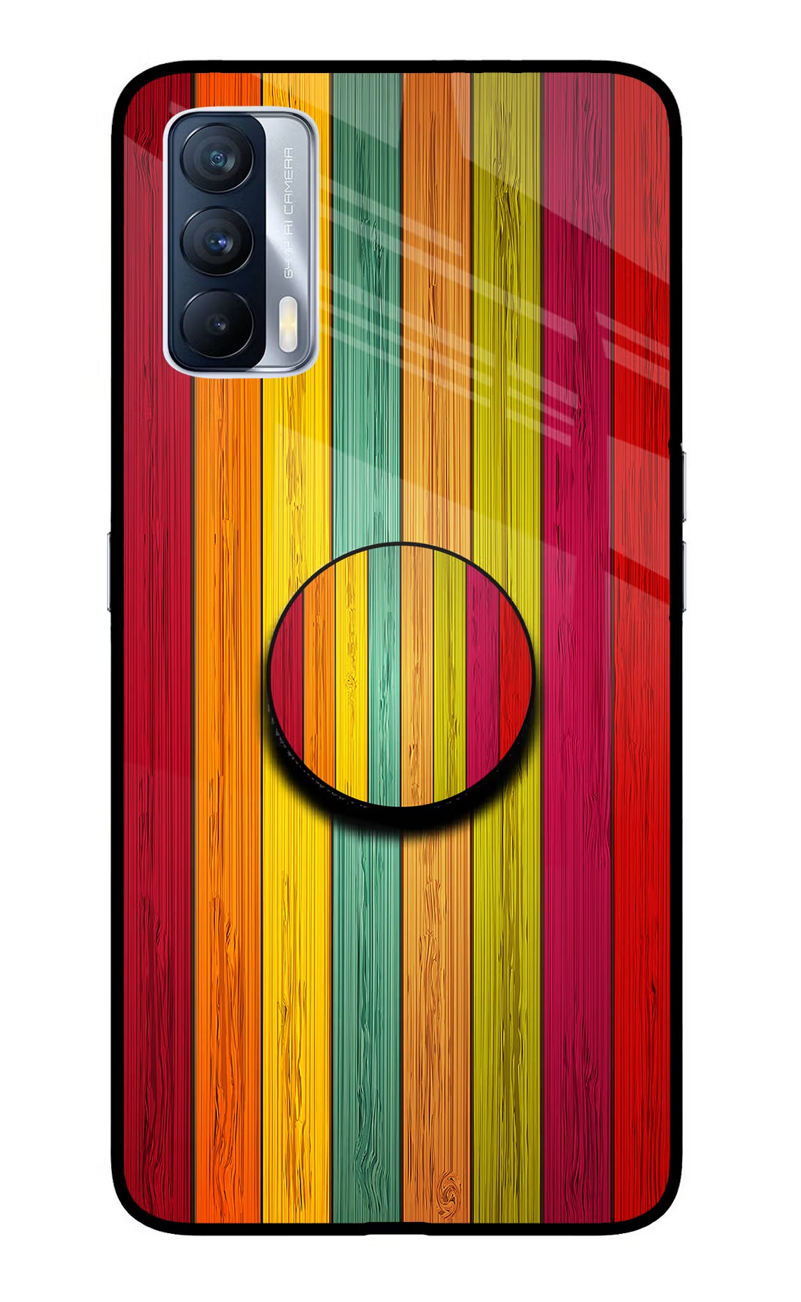 Multicolor Wooden Realme X7 Pop Case by Casekaro